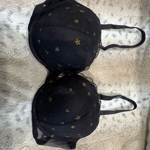 Victoria's Secret Black Bra with Gold Stars